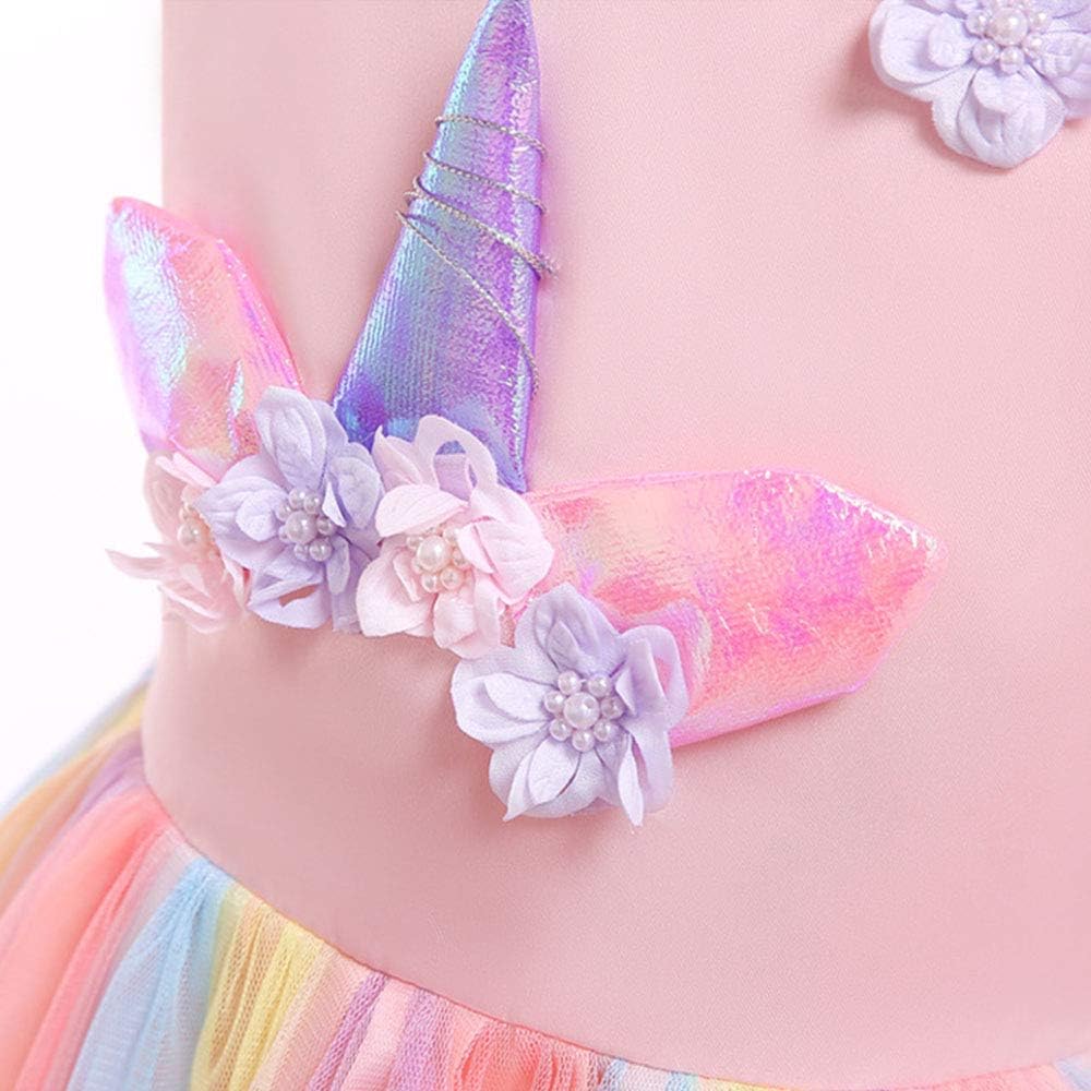 Thumbnail 3 de URAQT Unicorn Princess Dress Costume with Necklace & Headband (Age 3–10)