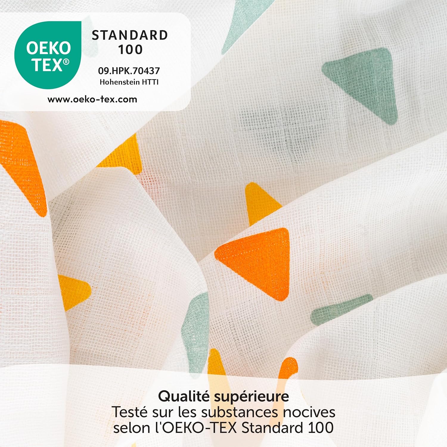 Detalle de LaLoona – Lot de 3 Lange Bébé en coton mousseline 70x70 cm