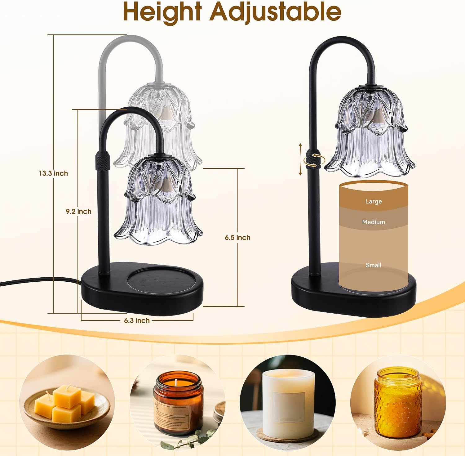 Thumbnail 6 de Pfxud SY-RLD03 Candle Warmer Lamp, Gray Flower Design, Timer and Dimming