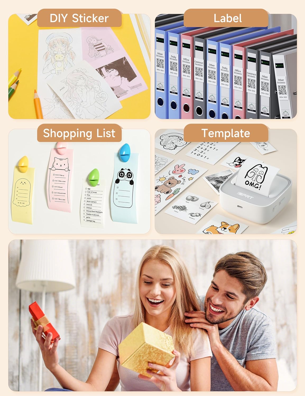 Thumbnail 6 de iDPRT Sticker Printer Portable Mini Inkless Bluetooth Thermal Printer for iPhone & Android (Gray)