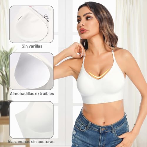 Detalle de Crewhpo Sujetadores Mujer Espalda Descubierta sin Aros – modelo básico