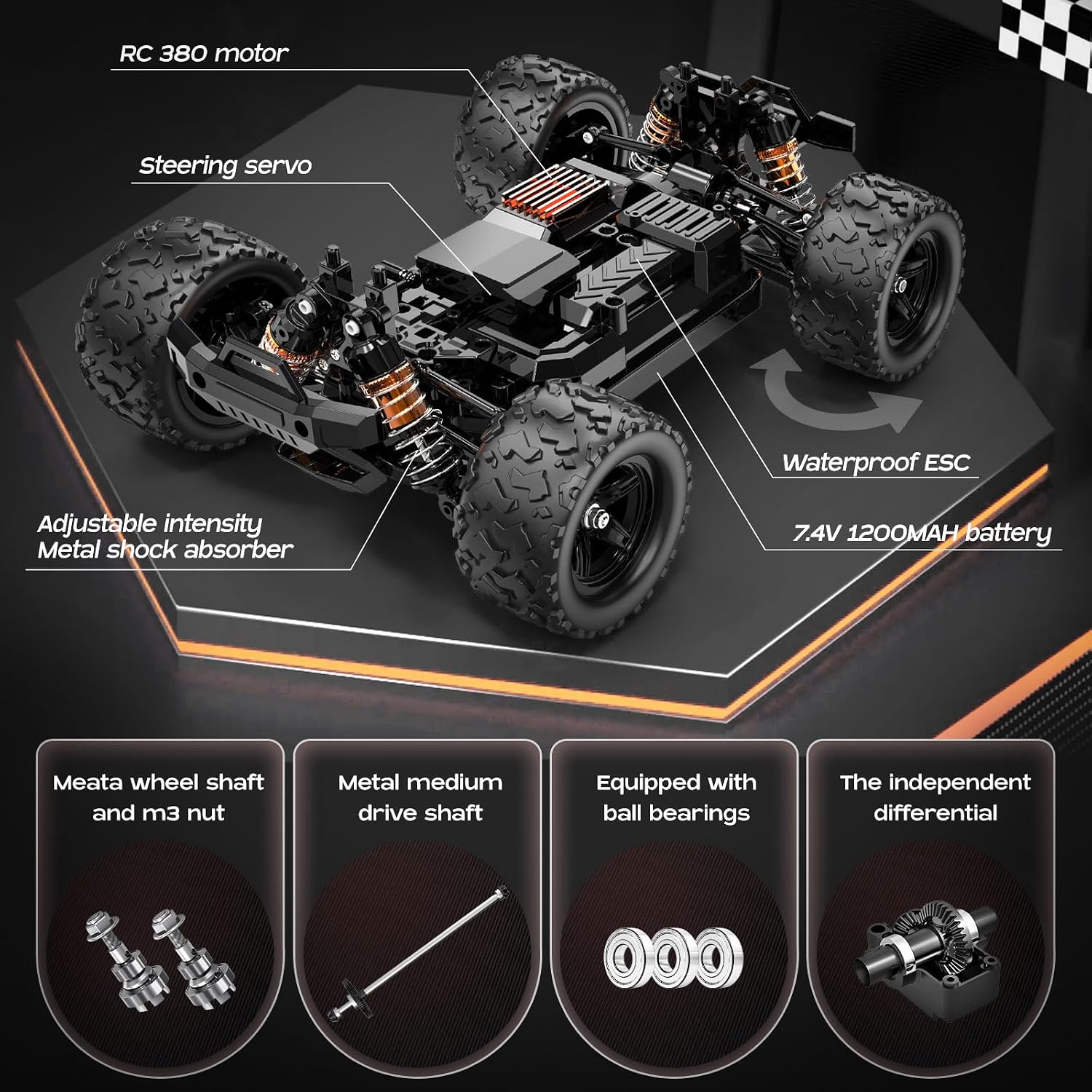 Detalle 2 de YESHIN 1:18 Auto telecomandata 4WD Monster Truck RC – alta velocità e robustezza per adulti e bambini