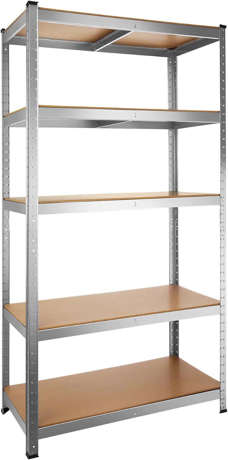 Detalle de tectake lagerhylla 180 x 90 x 45 cm – stål, justerbara hyllplan och arbetsbänk