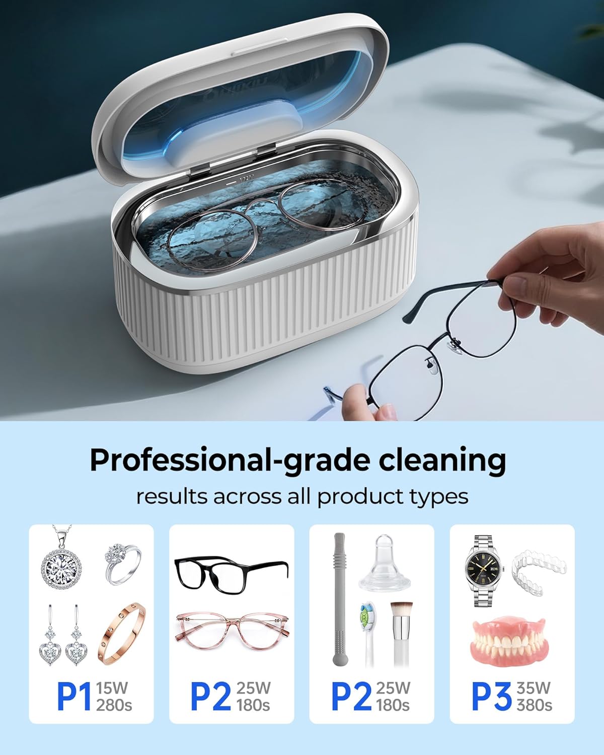 Detalle 1 de onlikin 35W Ultrasonic Jewelry Cleaner