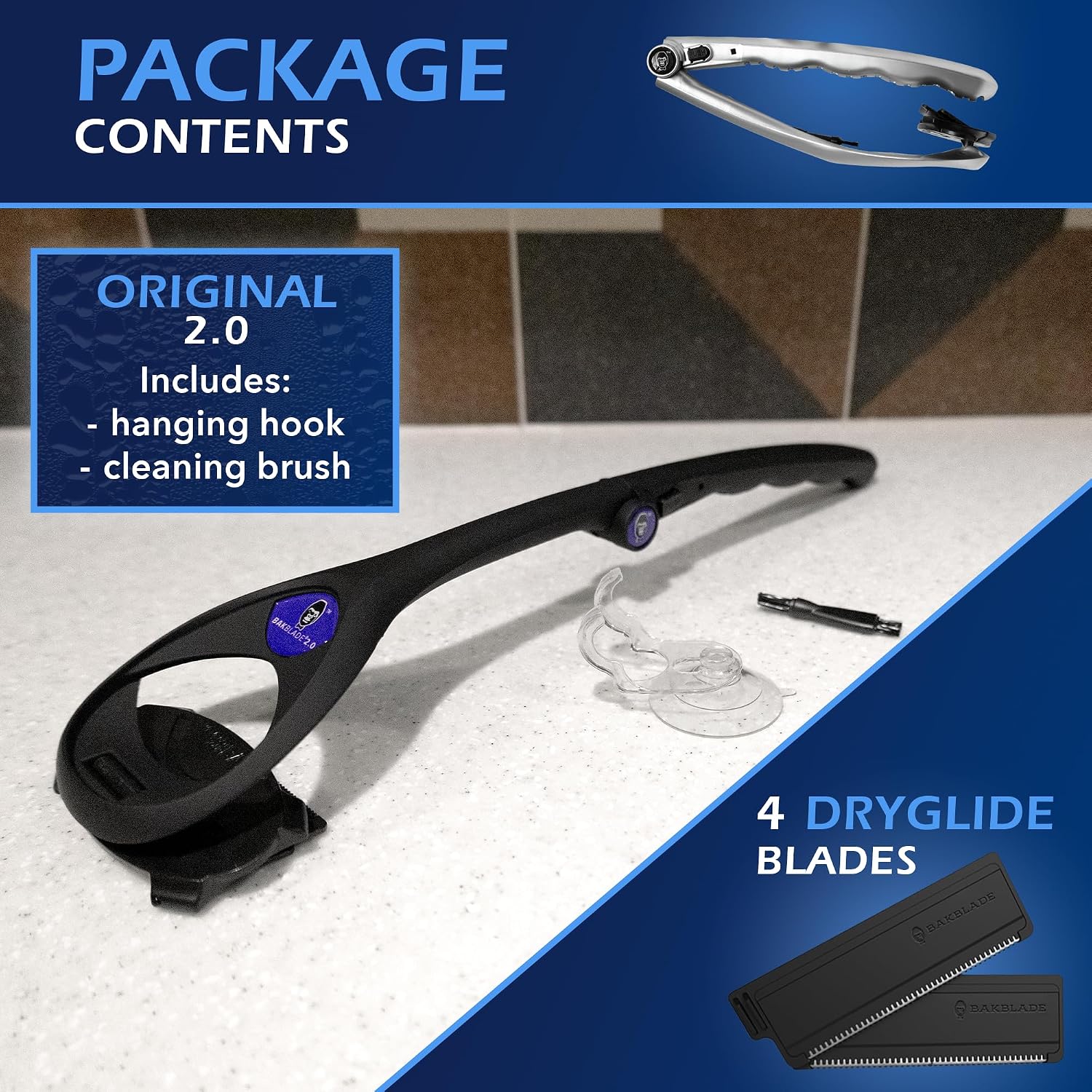 Thumbnail 6 de baKblade 2.0 PLUS Back Shaver for Men (DIY) with Ergonomic Handle — Shave Wet or Dry