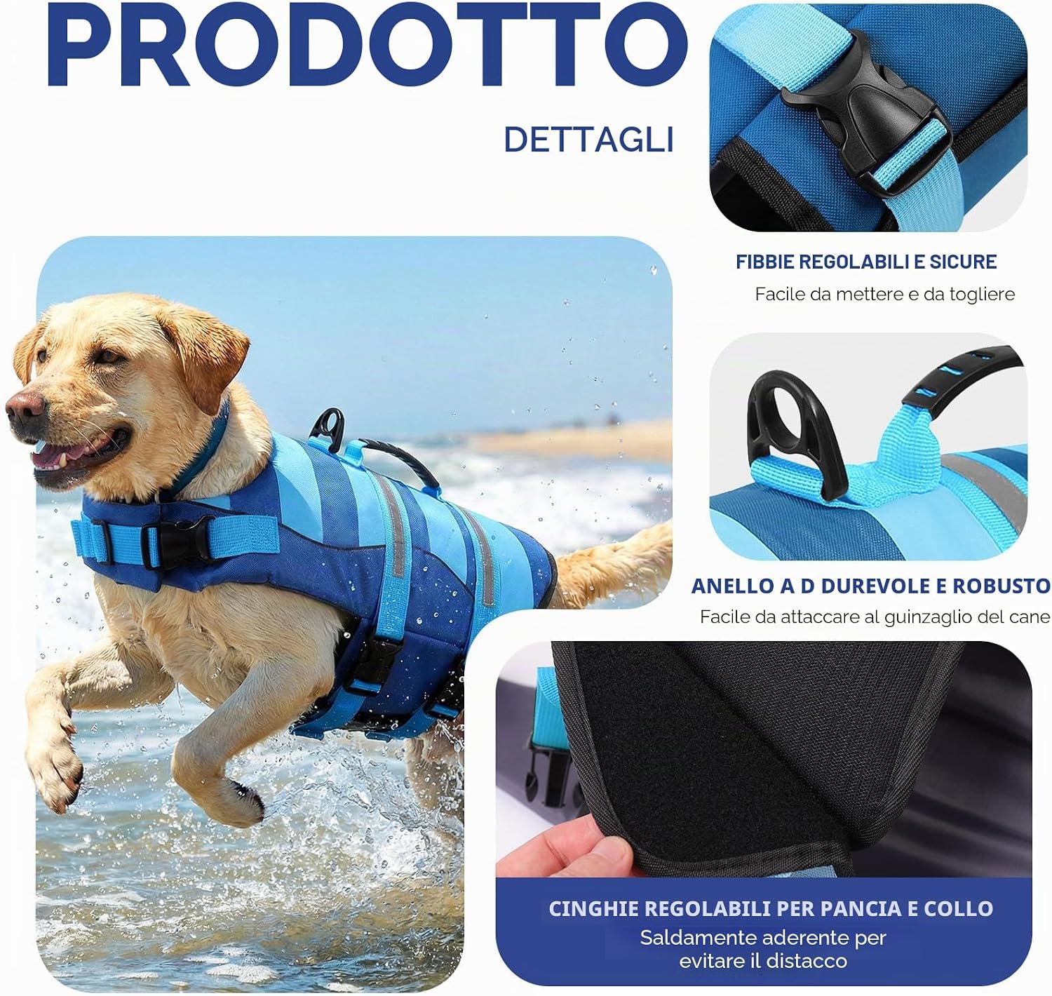 Thumbnail 1 de ASENKU Giubbotto Salvataggio per Cane – Salvagente ad Alta Visibilità per Cani di Taglia Media (M)