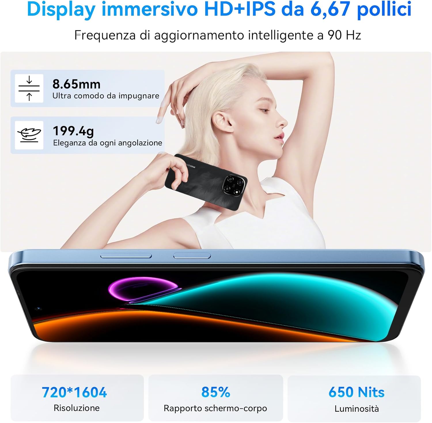 Thumbnail 6 de Blackview Color 6 Smartphone con Android 15, 24 GB RAM (8+16) + 128 GB ROM espandibile fino a 2 TB
