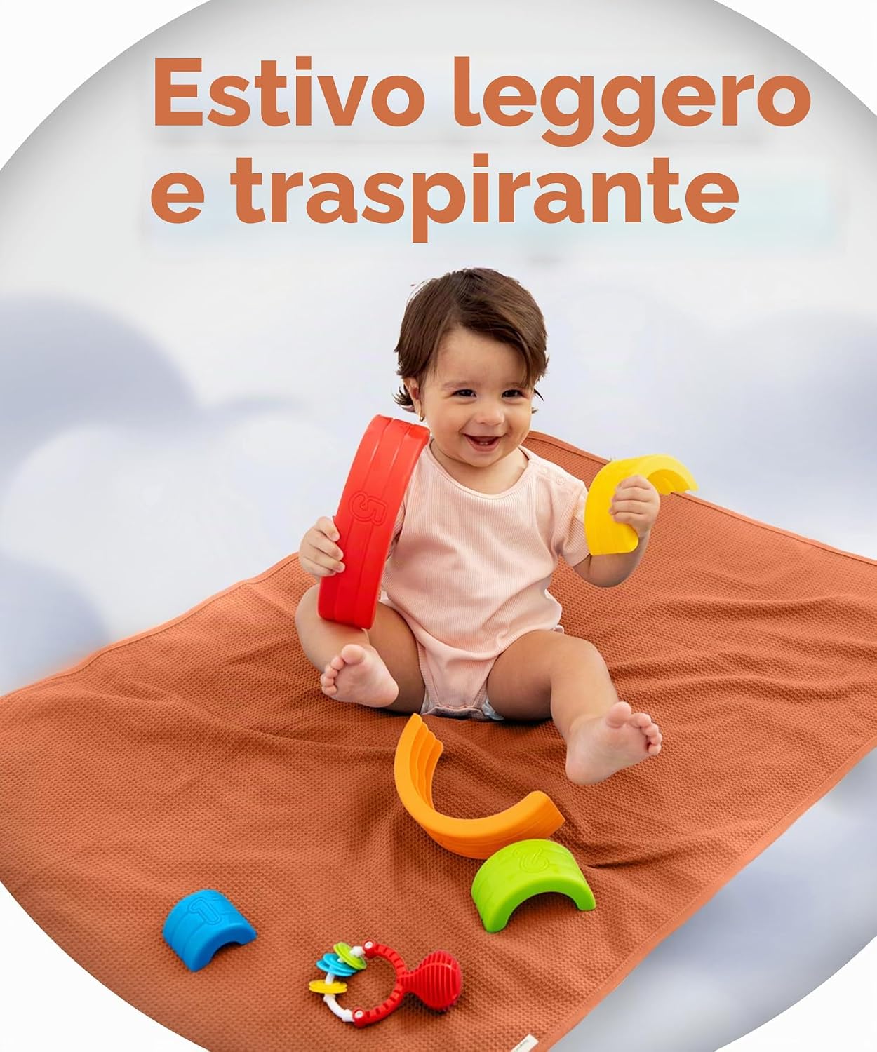 Detalle de Jubi Coperta Neonato Estiva 70x100 cm in Cotone – Morbidezza e Traspirabilità per Carrozzina, Lettino e Passeggino (Marrone Ruggine)