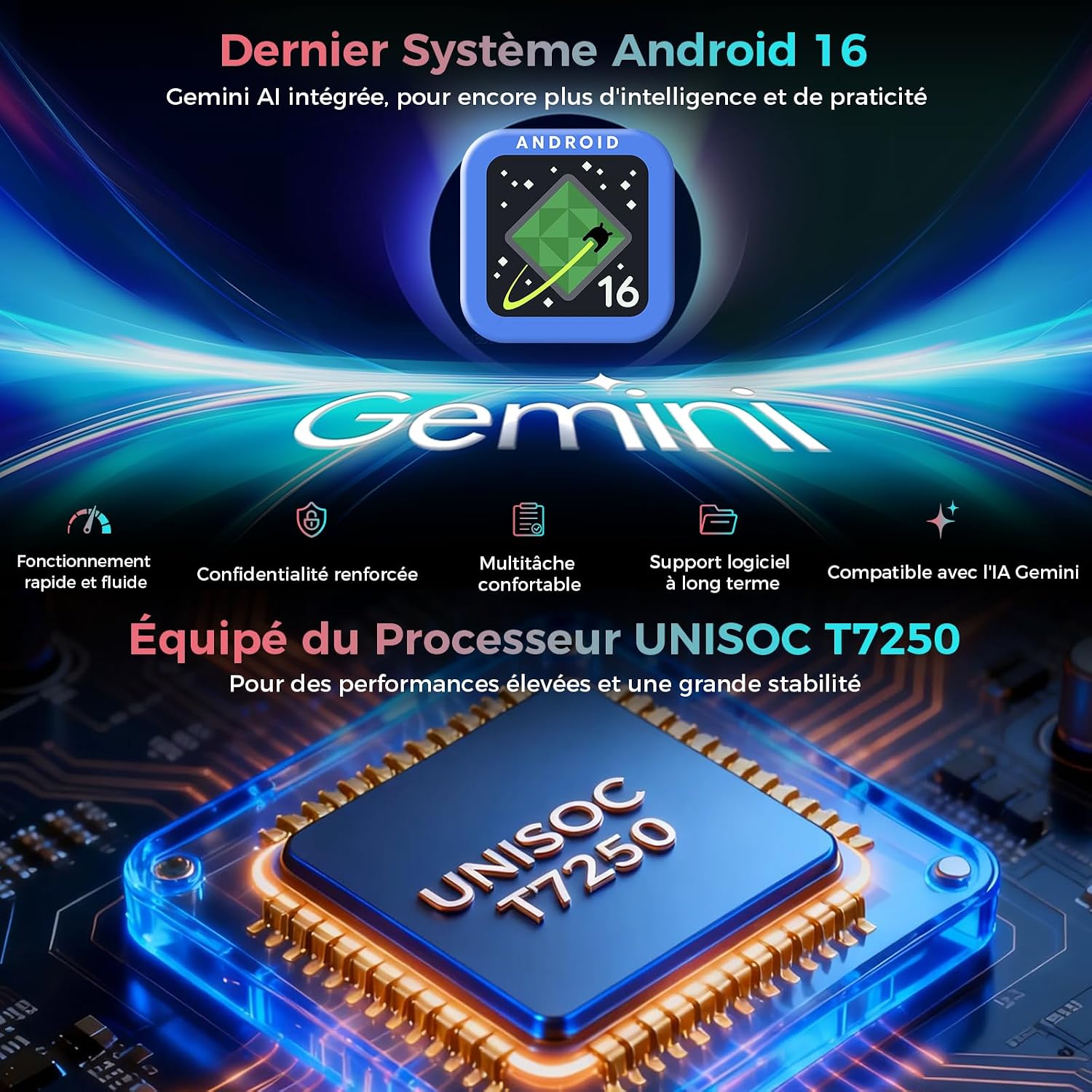 Detalle de RebotAi 2026 Tablette 11 Pouces Android 16 avec Gemini AI, 32Go RAM + 128Go ROM + 1To TF