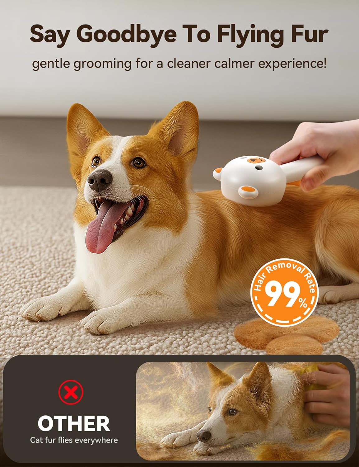 Detalle de FEELNEEDY Cat brush for shedding, 150 min