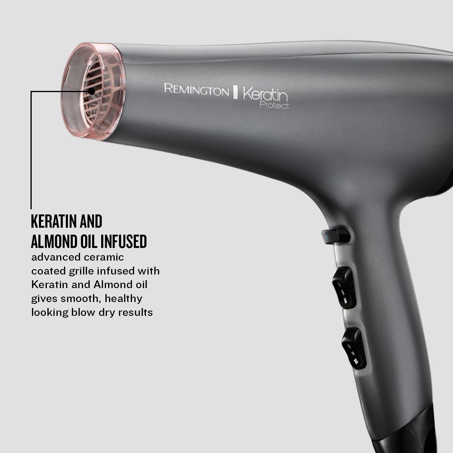 Detalle de Remington Keratin Protect Hair Dryer AC8008 (2200W) with ionic conditioning, keratin & almond oil