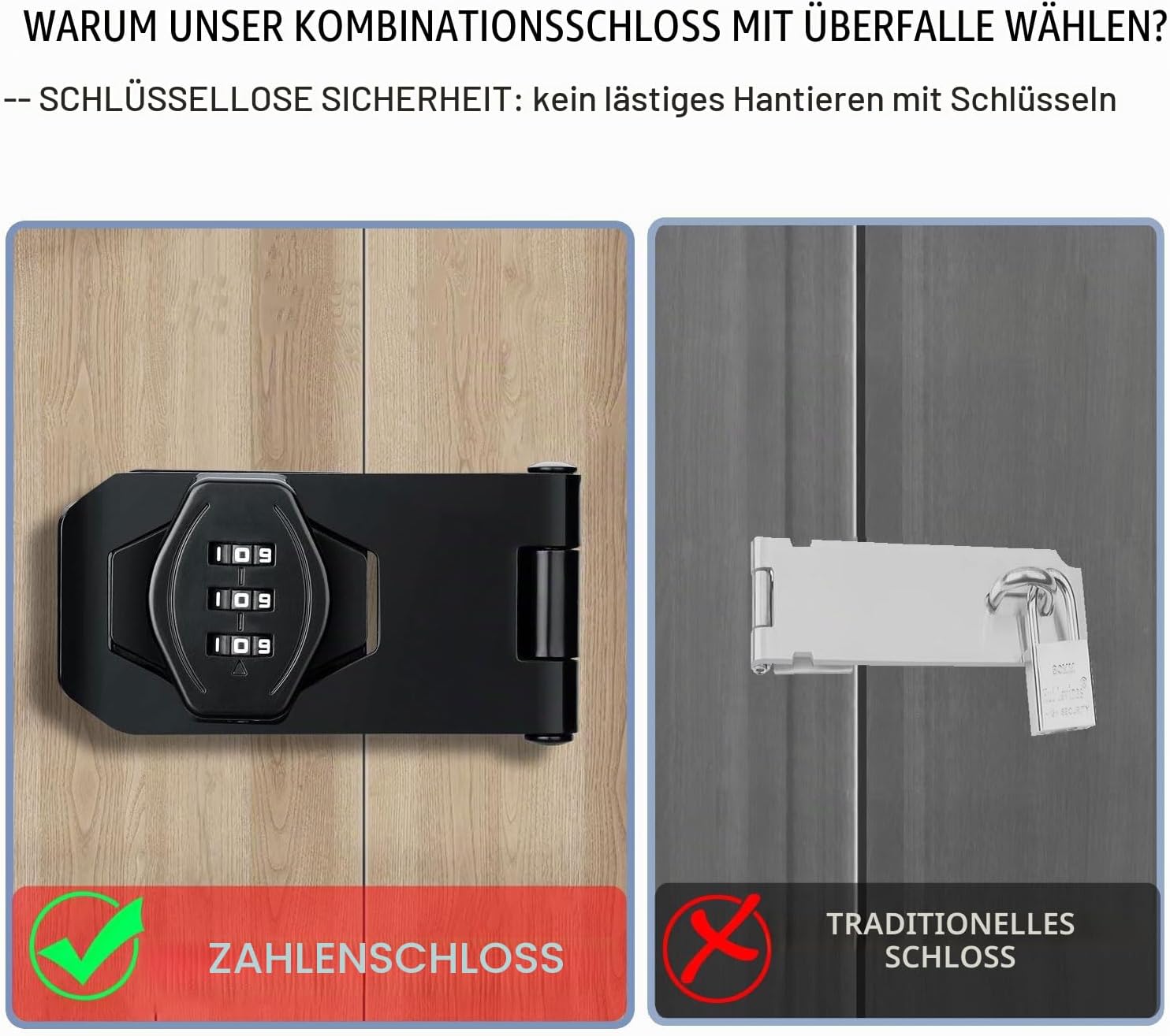 Thumbnail 3 de Schlüsselloses Schrank-Kombinationsschloss, 3-stelliges Zahlenschloss – Drehknauf, vielseitig einsetzbar für Schränke, Türen, Scheunen und Badezimmer