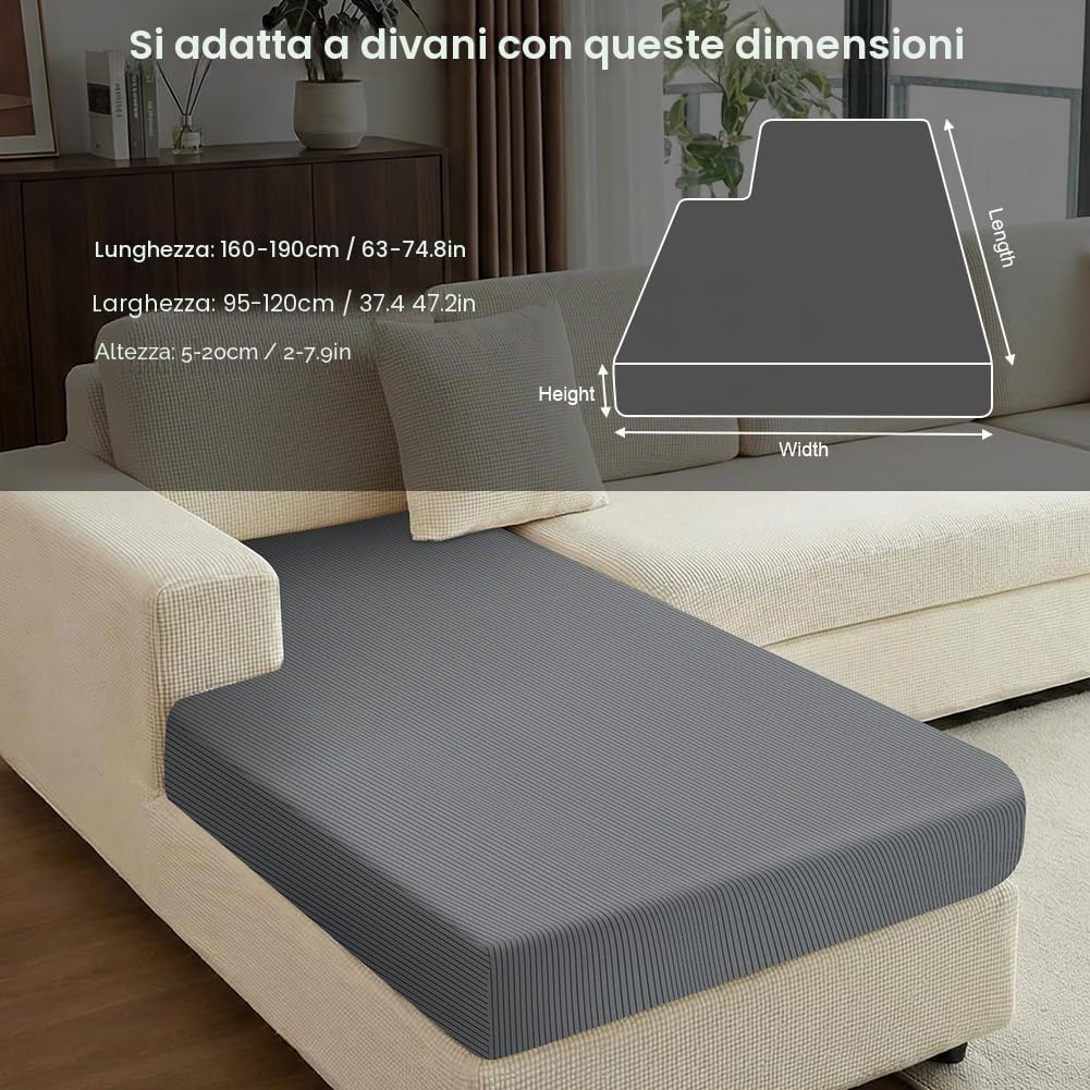 Detalle 2 de Vicloon Copriseduta Divano Elasticizzato — Copri Cuscini Grigio per Salvadivano con Elastico, Antigraffio e Pet‑Friendly