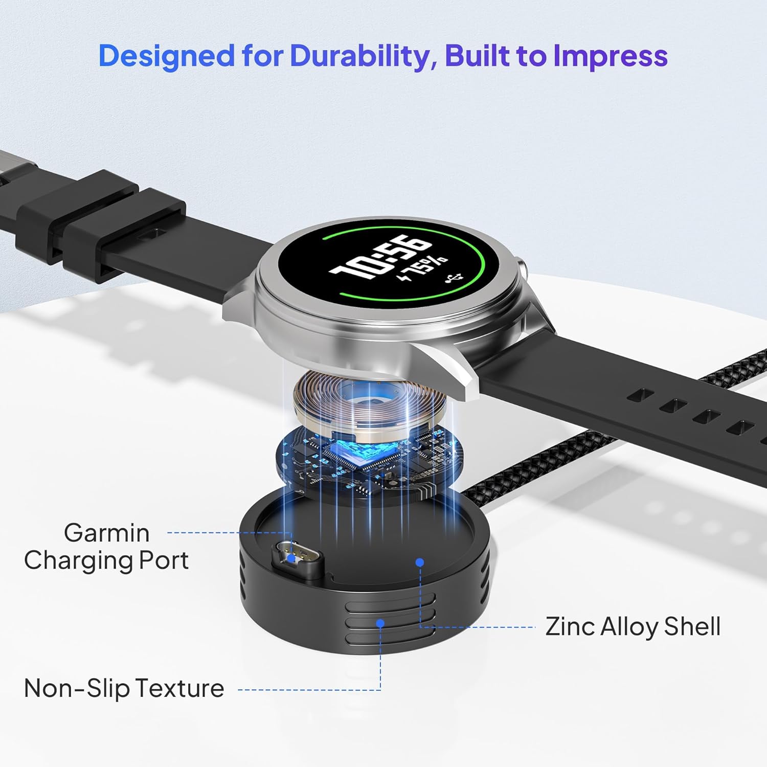 Thumbnail 6 de Elebase 2-in-1 USB-C auf Garmin Uhr Ladekabel & Ladestation (1,2 m) – für Gehäusegröße < 47 mm