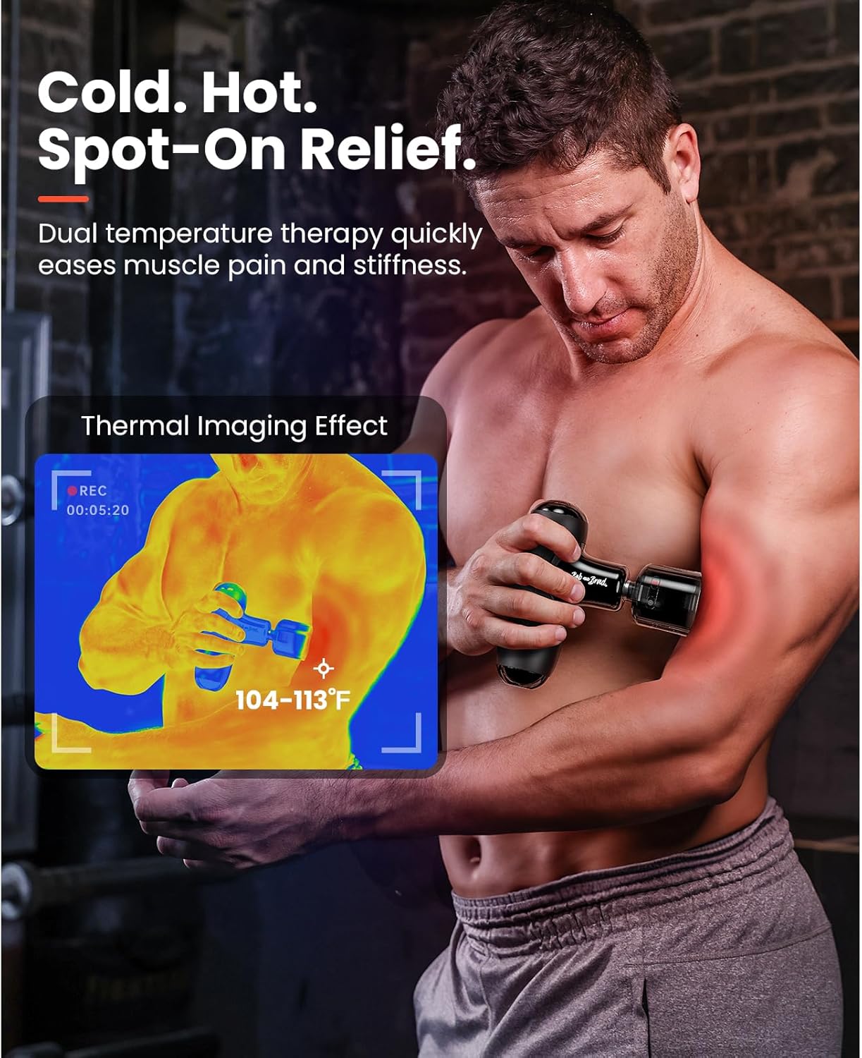 Detalle de Bob and Brad Q2 Pro Mini Massage Gun with Heat and Cold — Portable Deep Tissue Percussion Massager