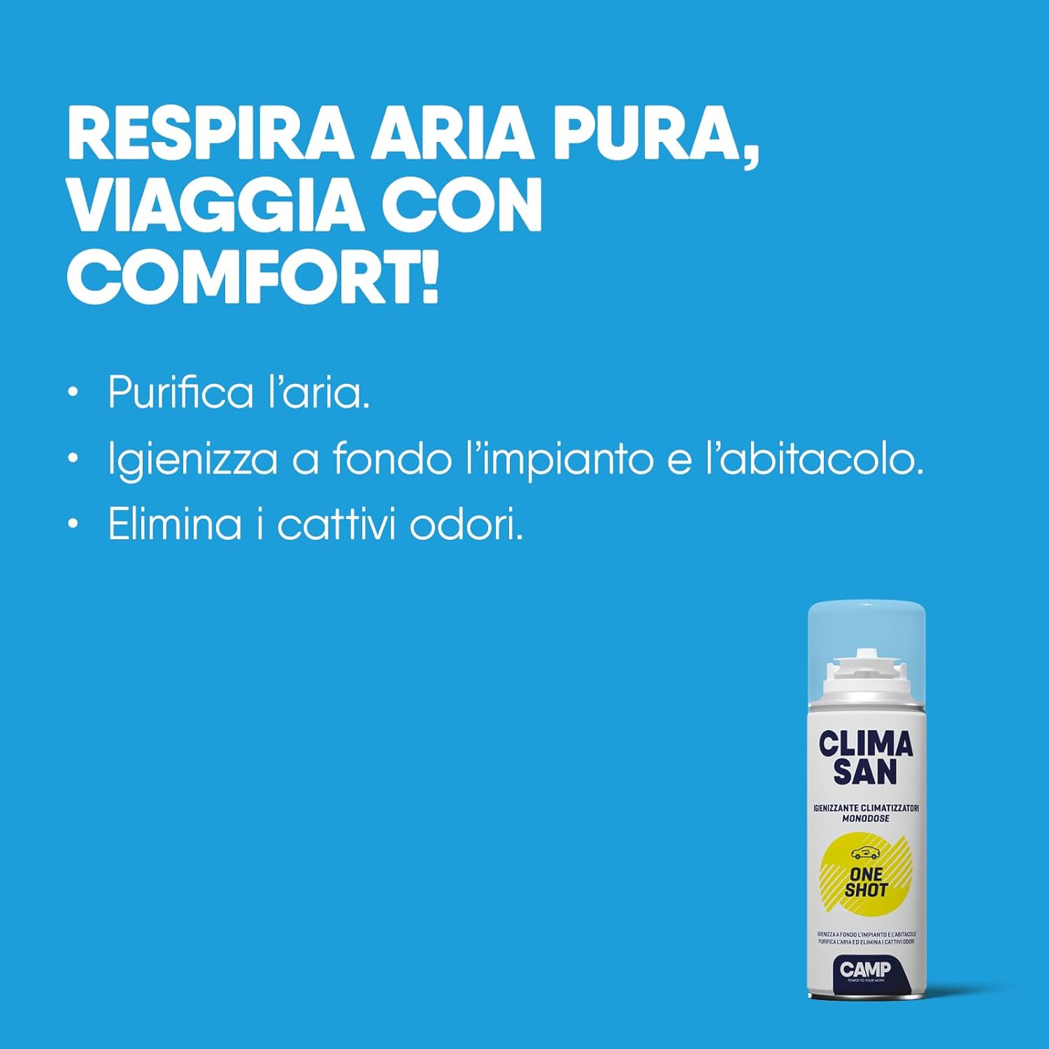 Thumbnail 2 de CAMP Climasan One Shot Spray – Igienizzante monodose per climatizzatore e abitacolo auto, 200 ml