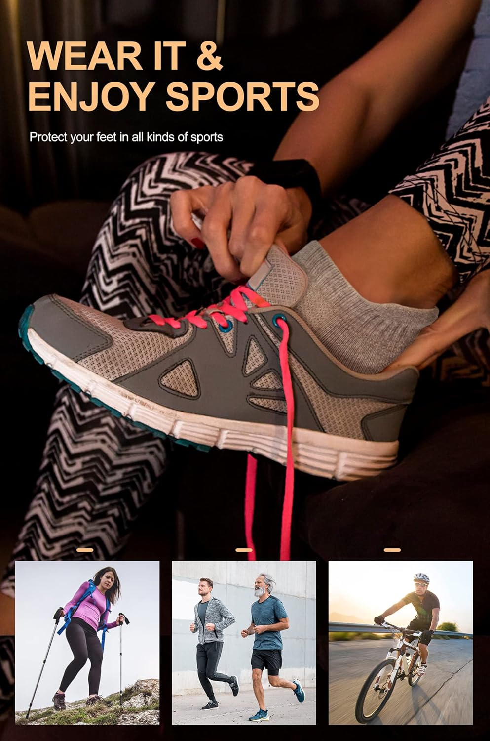 Thumbnail 5 de CS CELERSPORT 6-Pair Ankle Athletic Running Socks: Low Cut, Cushioned, Moisture-Wicking