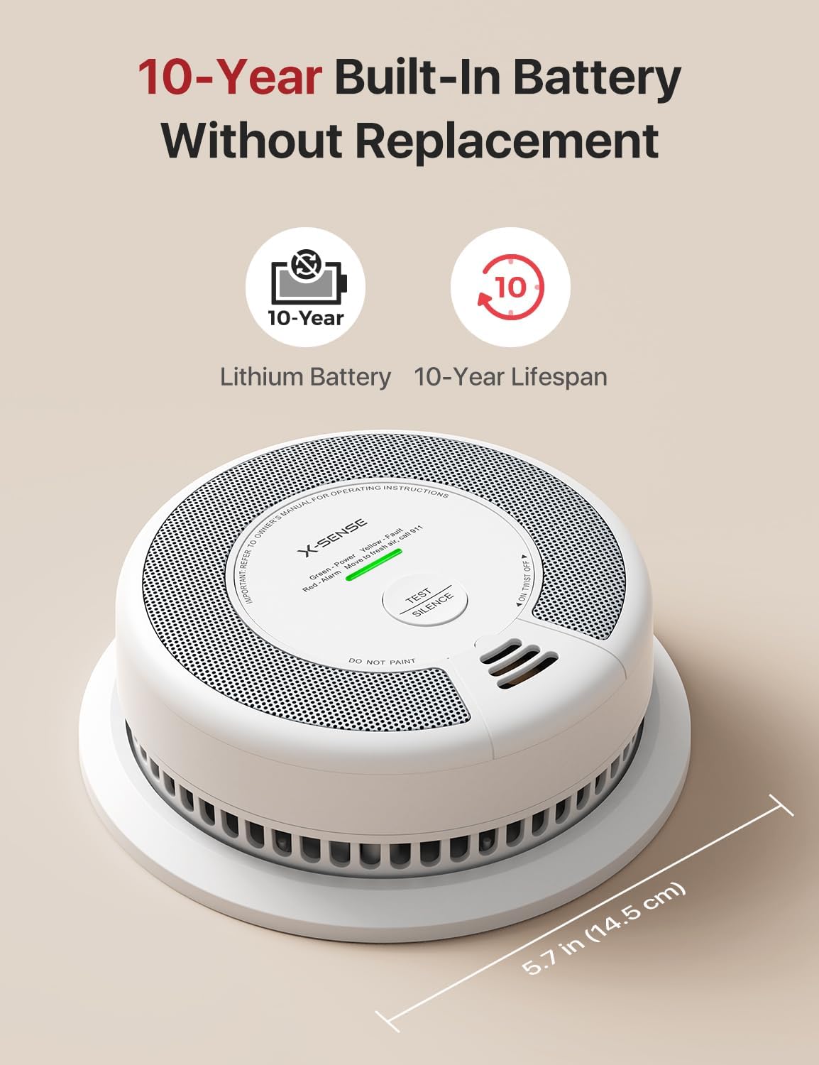 Thumbnail 3 de X-Sense SC06 5-Pack: 2-in-1 Smoke & Carbon Monoxide Alarm with 10-Year Sealed Battery
