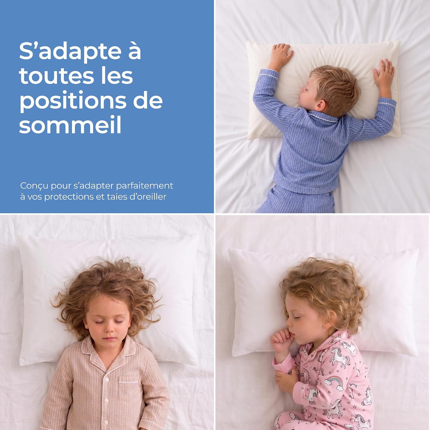 Detalle 2 de Dreamzie Oreiller Enfant Mémoire de Forme 40x60 cm (Épaisseur 6 cm) – Oeko-TEX, pour plus de 3 ans