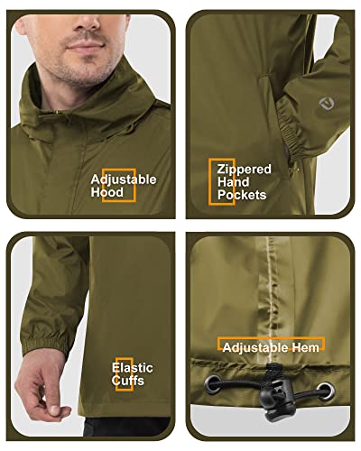 Detalle 2 de Outdoor Ventures Men's Waterproof Rain Jacket Packable Hooded Pullover