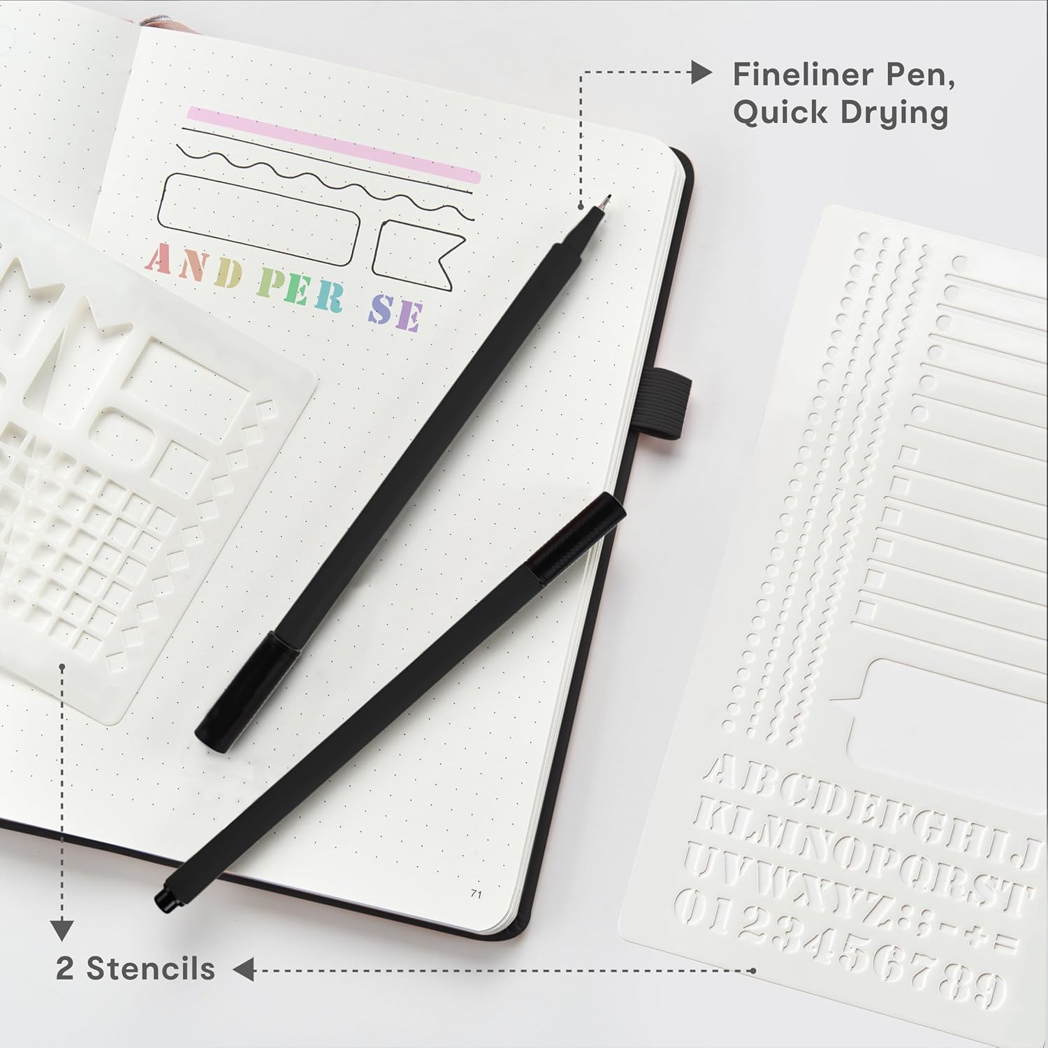 Detalle 1 de &And Per Se HEN-03 A5 Dotted Journal Set, 100 gsm Paper, Black Hardcover