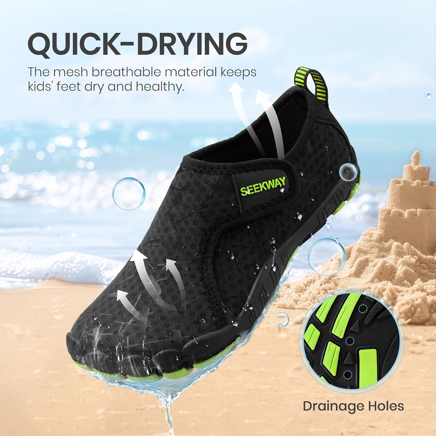 Detalle 2 de SEEKWAY Kids Barefoot Water Shoes with Wide Toe Box, Quick-Dry Mesh and Non-Slip Outsole