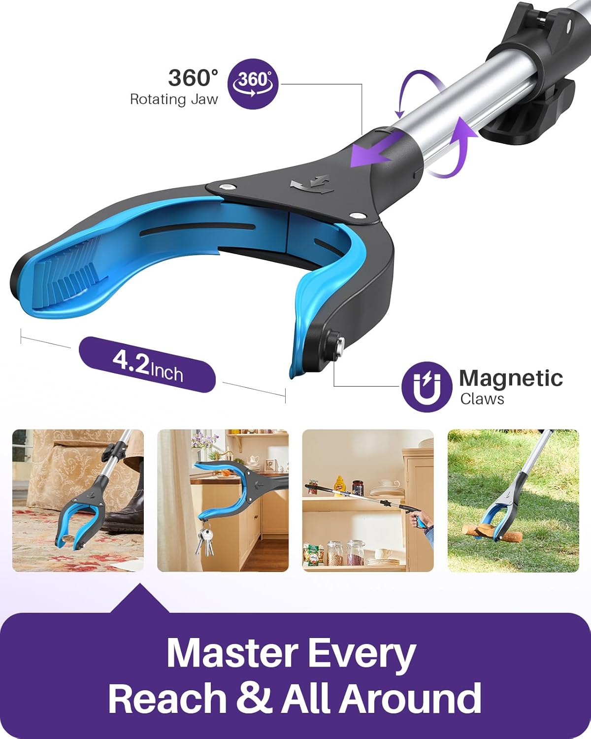 Thumbnail 2 de KEKOY 110cm Grabber Stick Heavy Duty: Extra Long Litter Picker for Adults (Ice Blue)