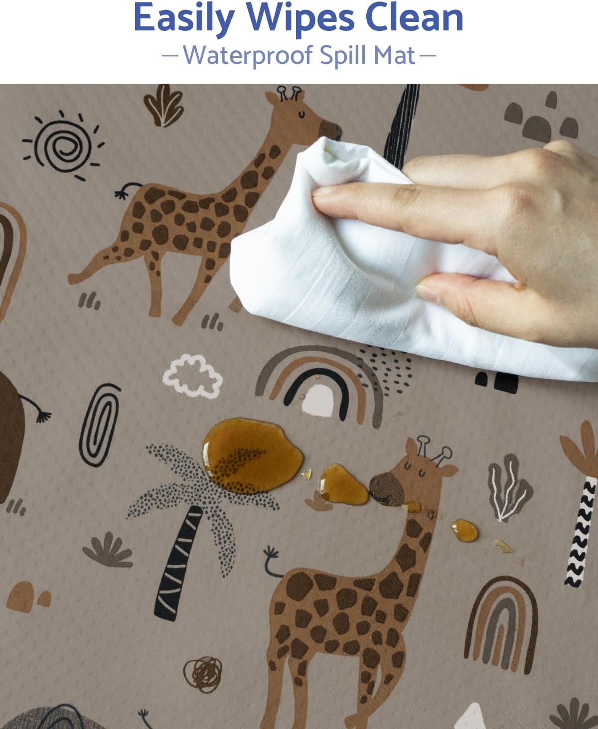 Thumbnail 5 de Blissful Diary Baby Splat Mat for Under High Chair (128 x 128 cm) – waterproof, wipeable splash mat by Elephant & Giraffe