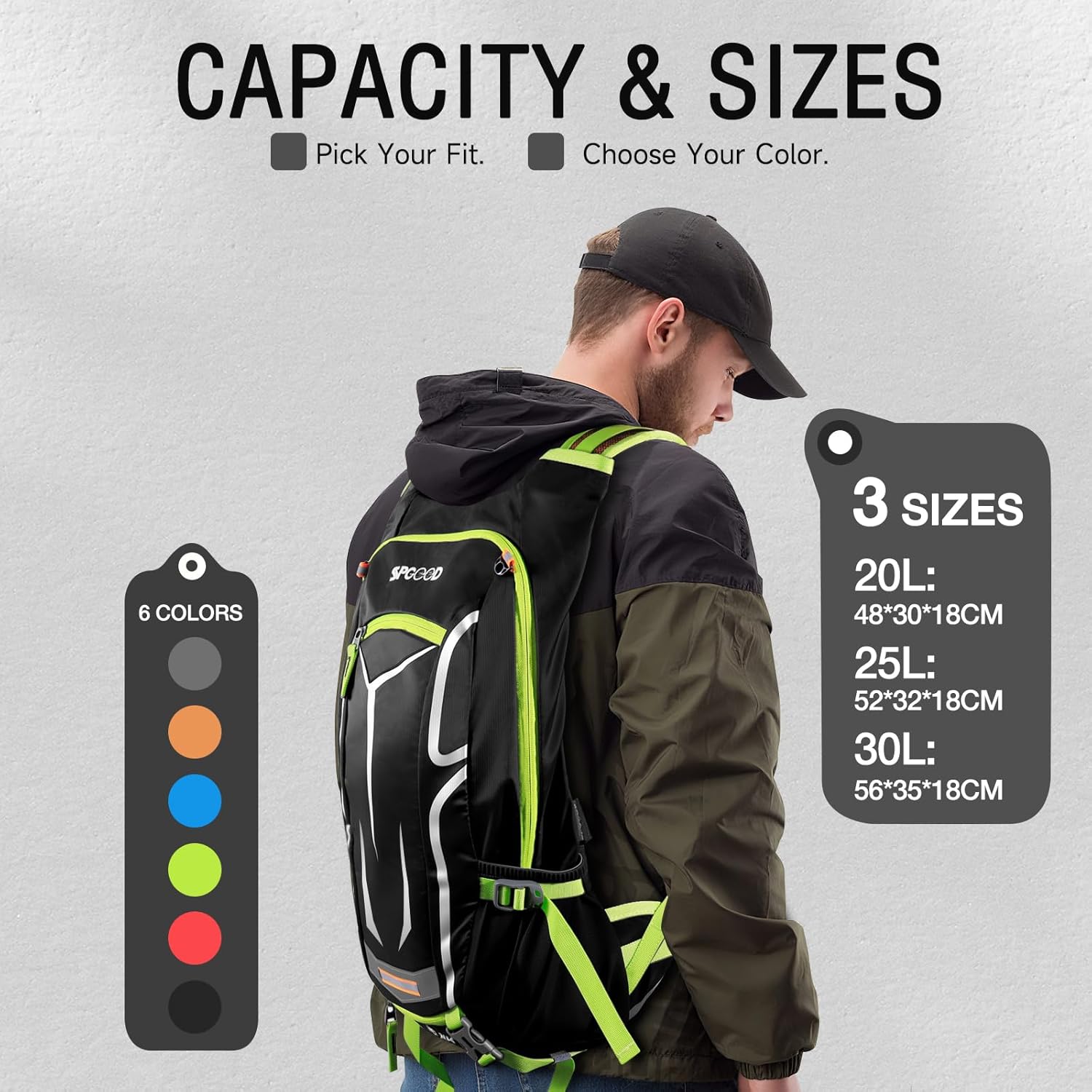 Detalle 2 de SPGOOD Sac À Dos Vélo 25L Gris-Noir