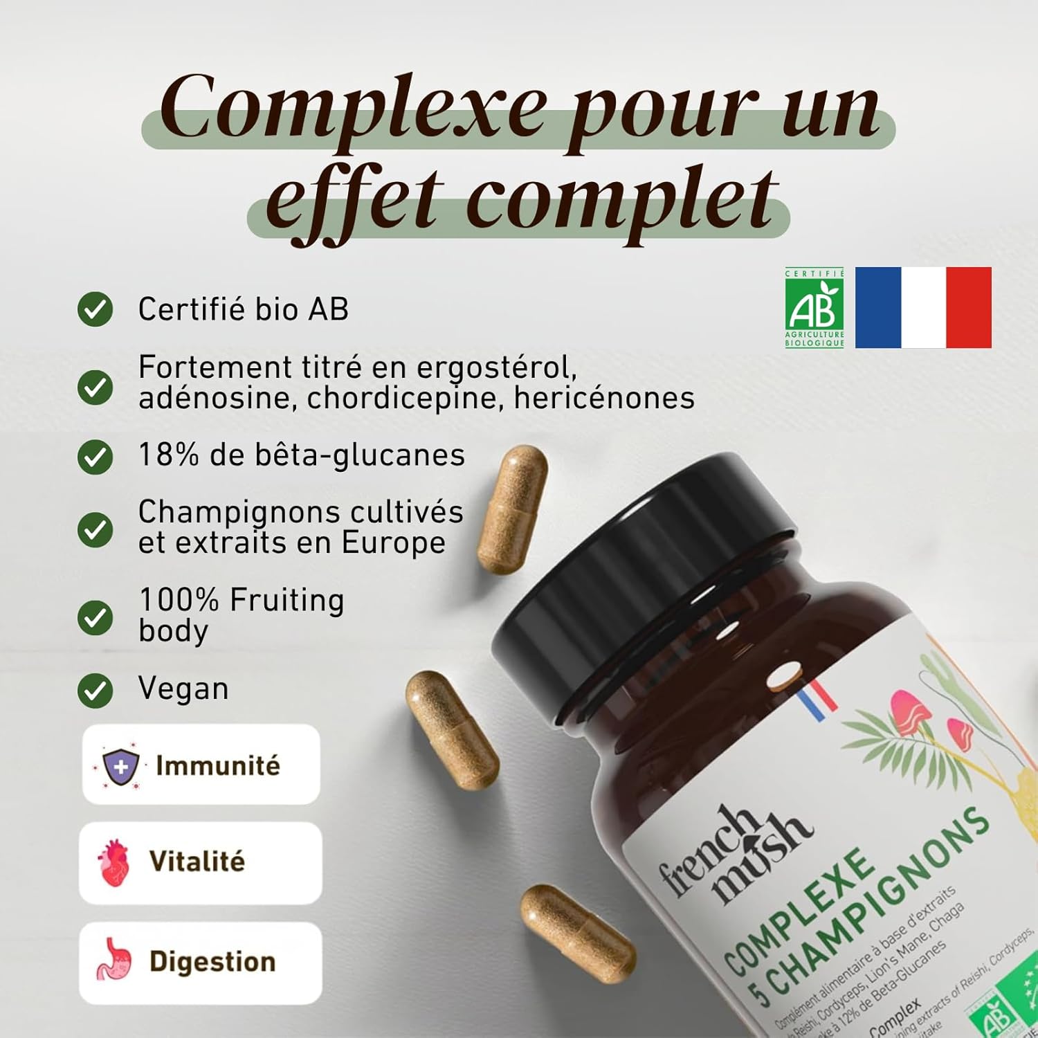 Thumbnail 4 de Complexe 5 Champignons Bio – Gélules Vegan (56)