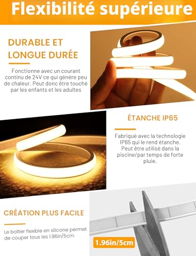 Detalle de Lamomo Ruban LED COB Blanc Chaud Dimmable 5m 24V avec Télécommande