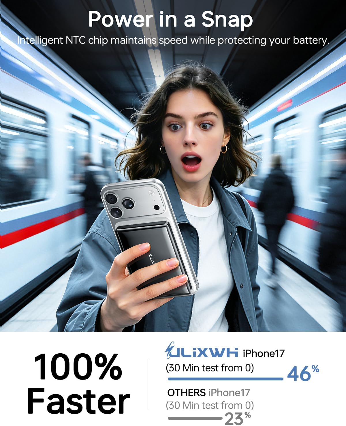 Detalle de ULiXWH MagS-1S Magnetic Wireless Power Bank, 5000mAh, 0.39-Inch Slim