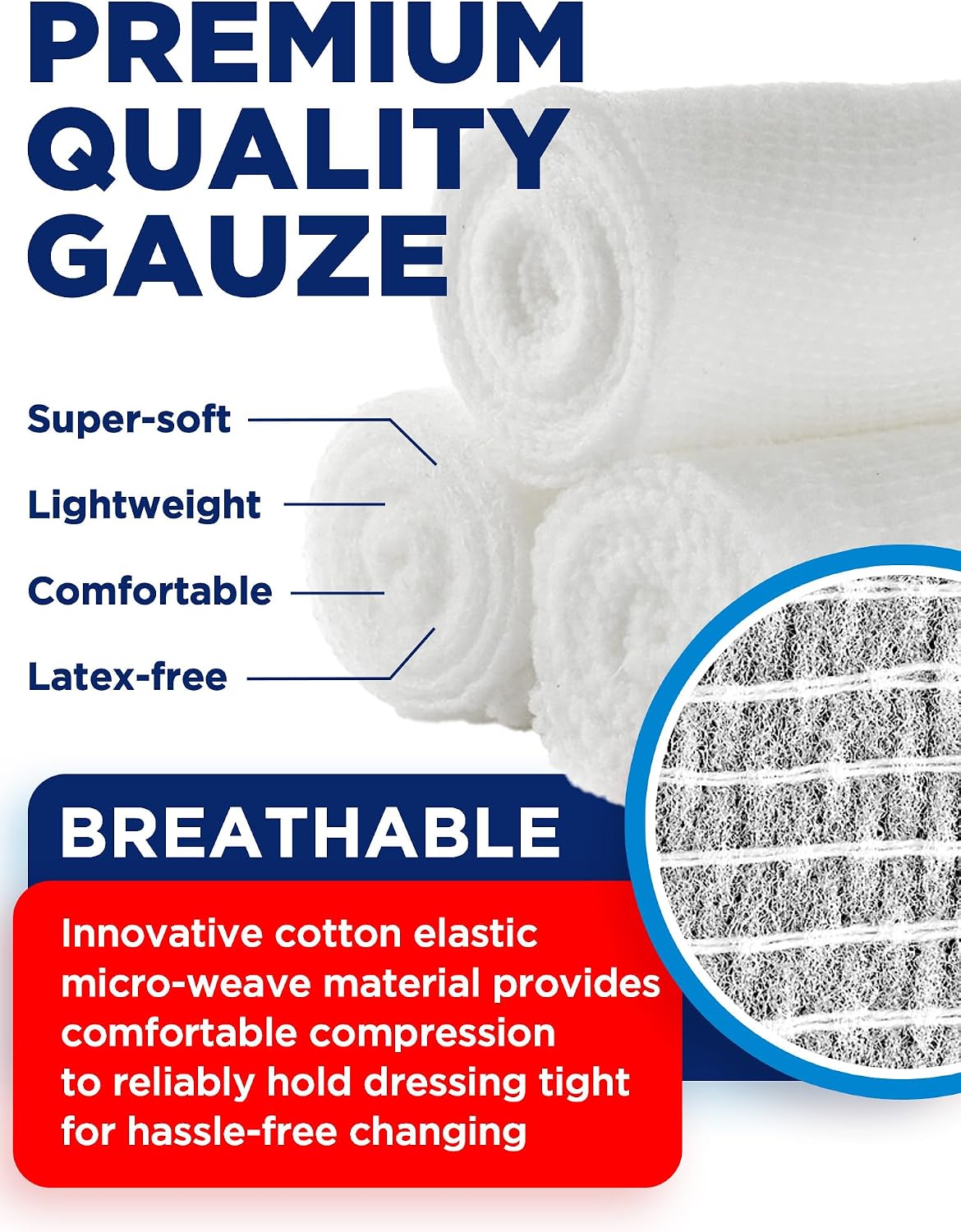 Thumbnail 3 de Mighty-X Medical Gauze Rolls, 36 Pack, 3-Inch x 4.1-Yard Latex-Free Bandages