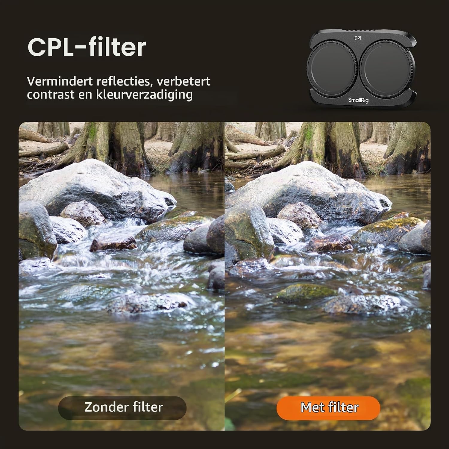 Detalle 2 de SMALLRIG 6477 Split Pocket 4P-filterset met VND1-5, CPL en Black Mist