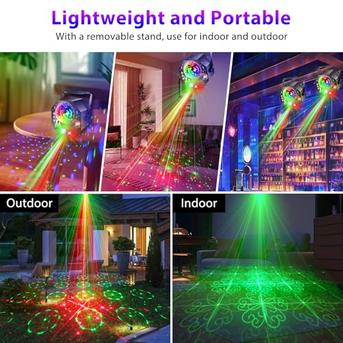 Detalle de Hjh 4-in-1 Discokugel mit Motor und Licht: 64 Muster, Musikgesteuert, Fernbedienung, RGB UV Stroboskop