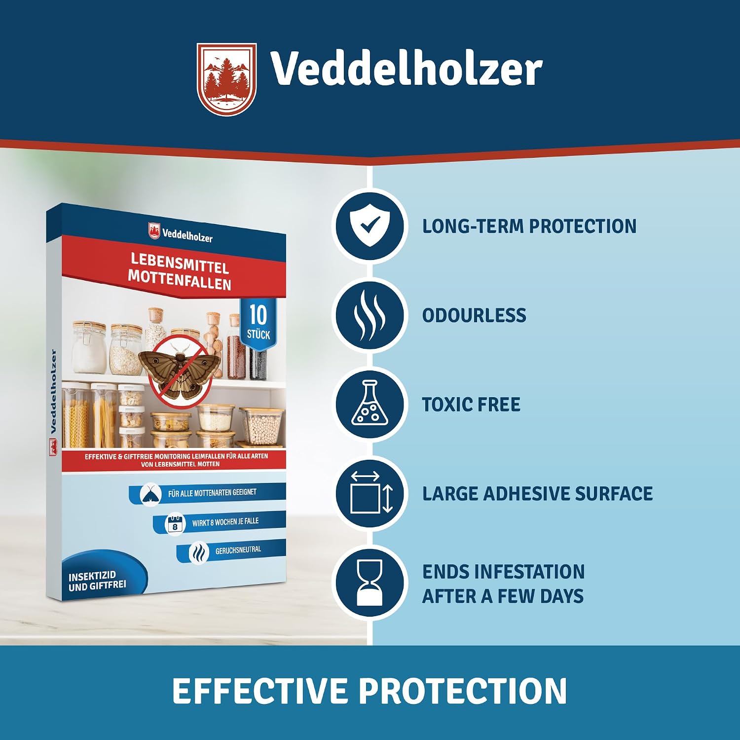 Detalle de Veddelholzer Pack of 10 Food Moth Traps with Pheromone Attraction – 8 Weeks Each