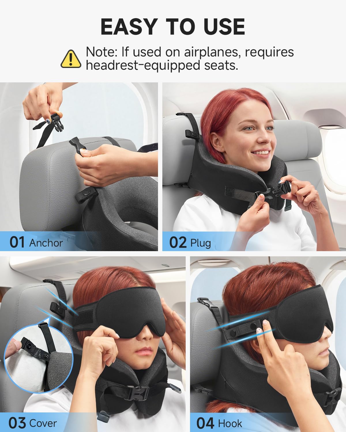 Detalle 2 de Umisleep Travel Pillow: Memory Foam Neck Support with 360° Stability and Detachable Eye Mask