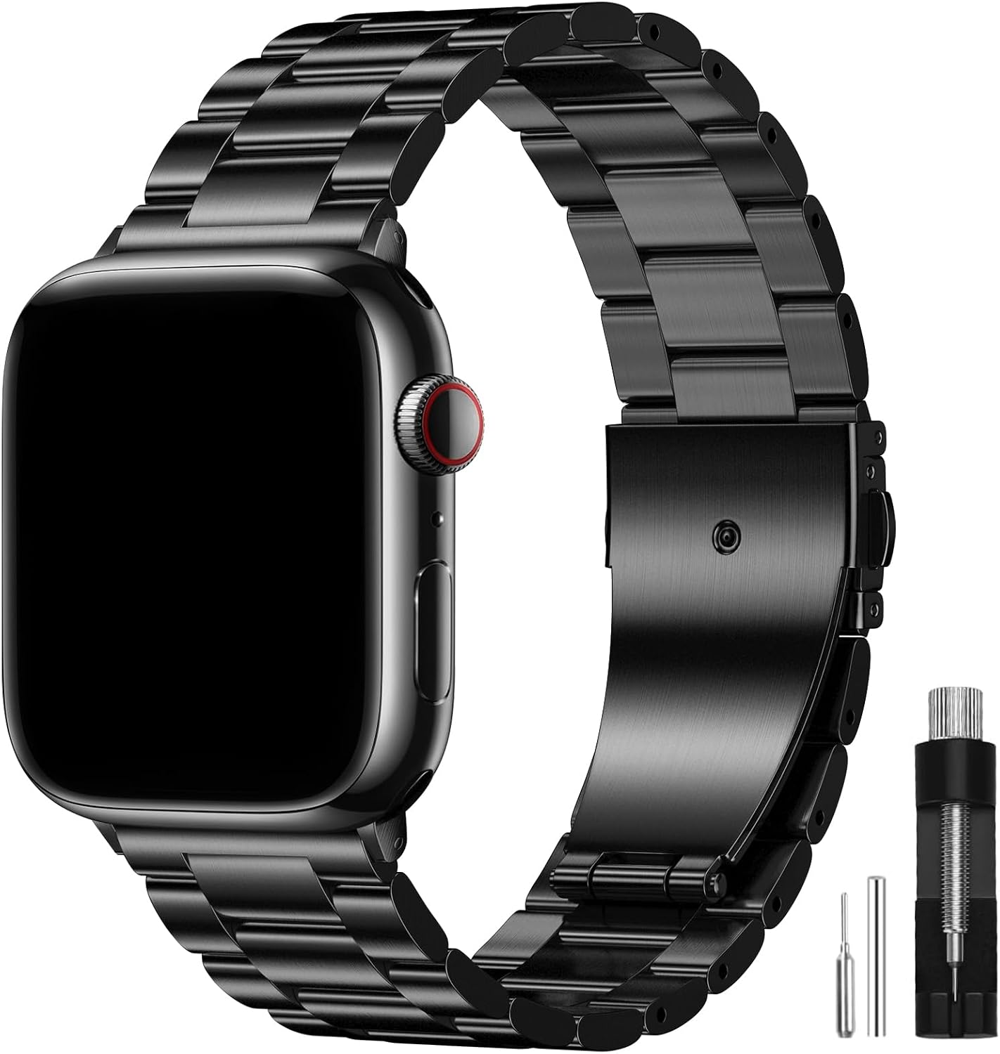 Detalle de OULUOQI 316 stainless steel metal replacement watch band for Apple Watch (38–49mm, Series 1–11/SE 3)