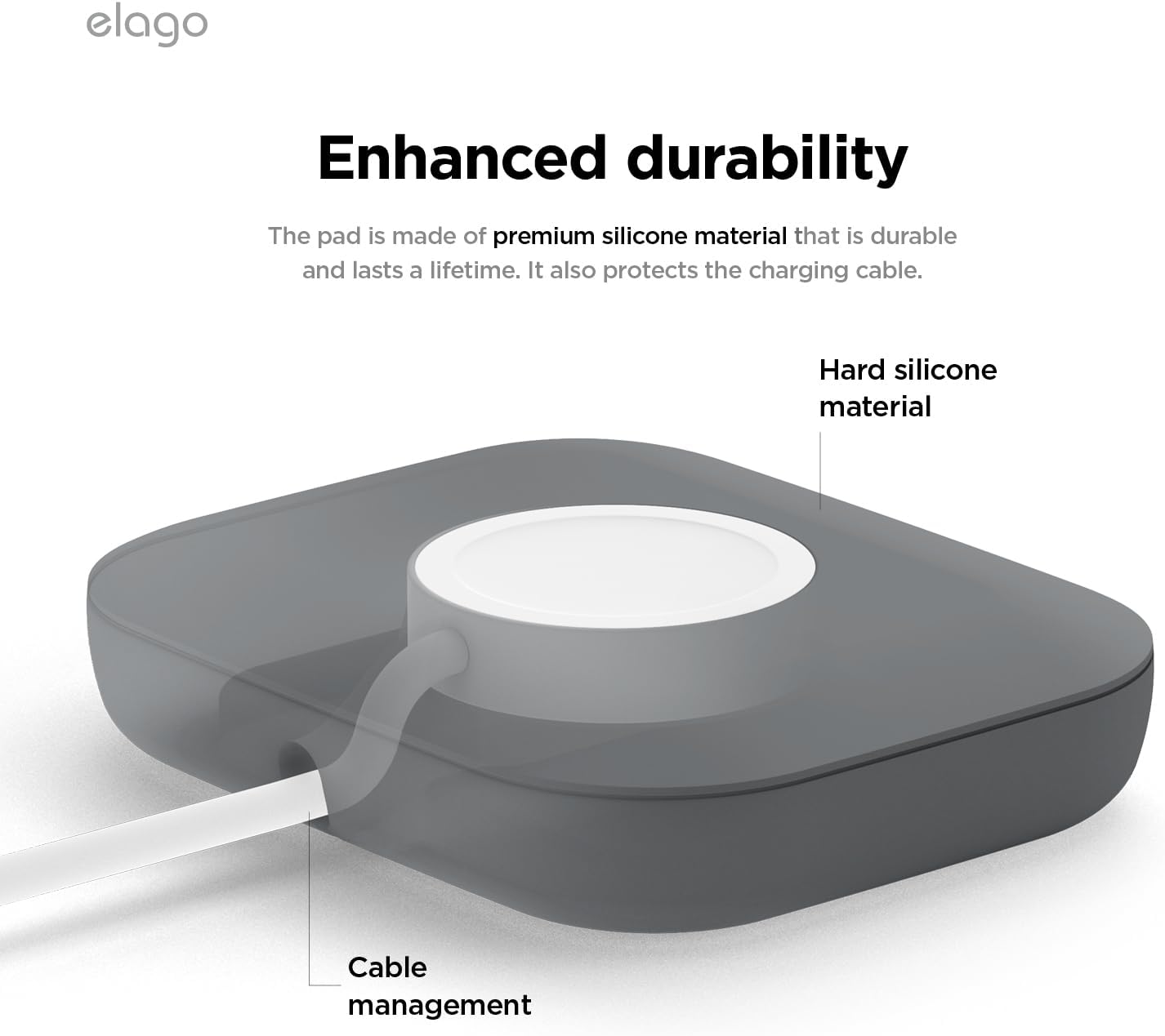 Thumbnail 5 de elago Magnetic Charger Pad (Dark Grey) for Apple Watch & Galaxy Watch – compatible bases, charging cable not included