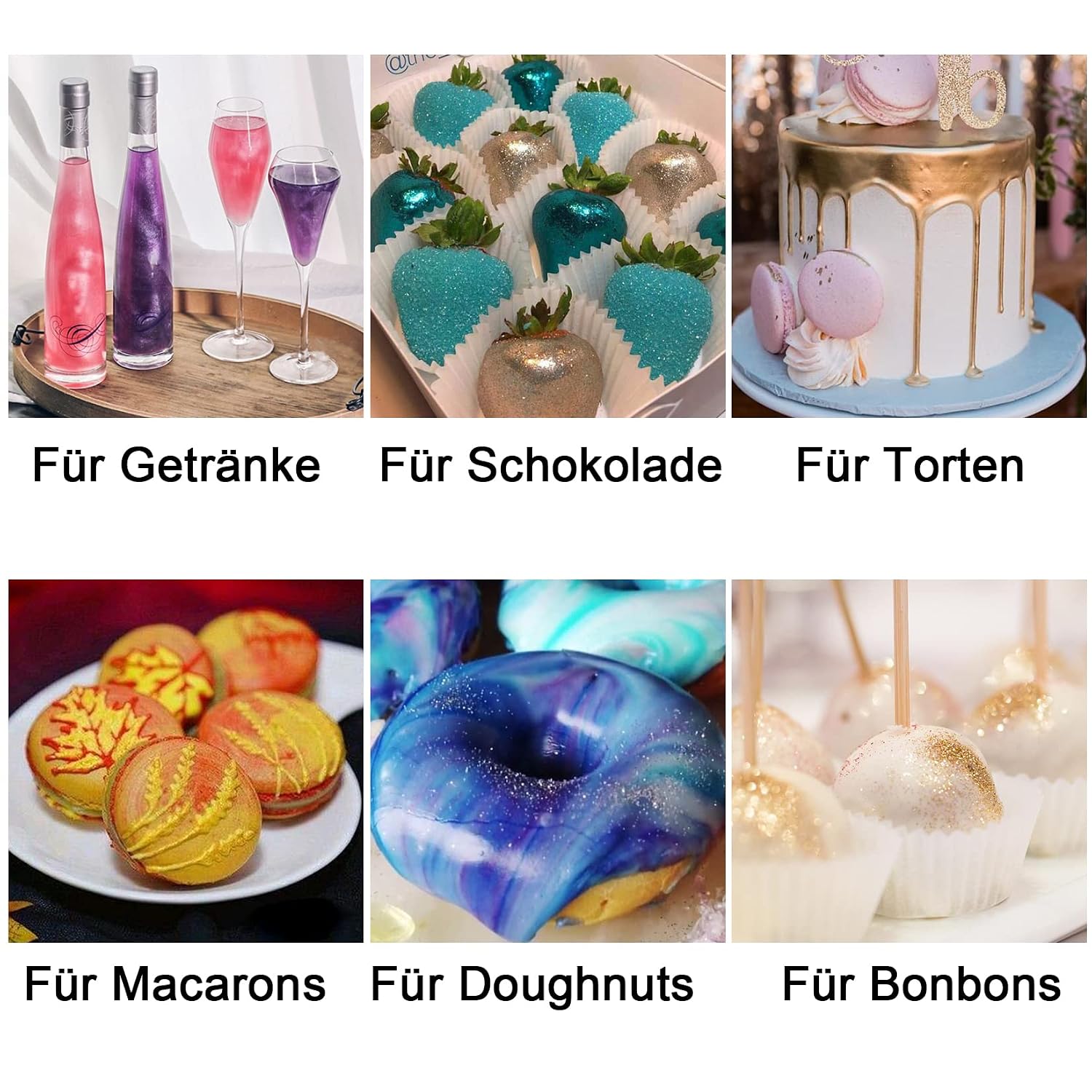 Thumbnail 3 de Essbares Glitzer Set – 12 Farben Glitzerpulver für Getränke und Backkunst (3 g pro Farbstoff)