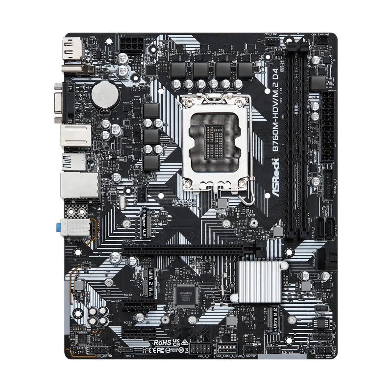 Detalle de ASRock B760M-HDV/M.2 D4: placa base micro-ATX para CPUs Intel 12ª/13ª gen con buen equilibrio entre prestaciones y precio