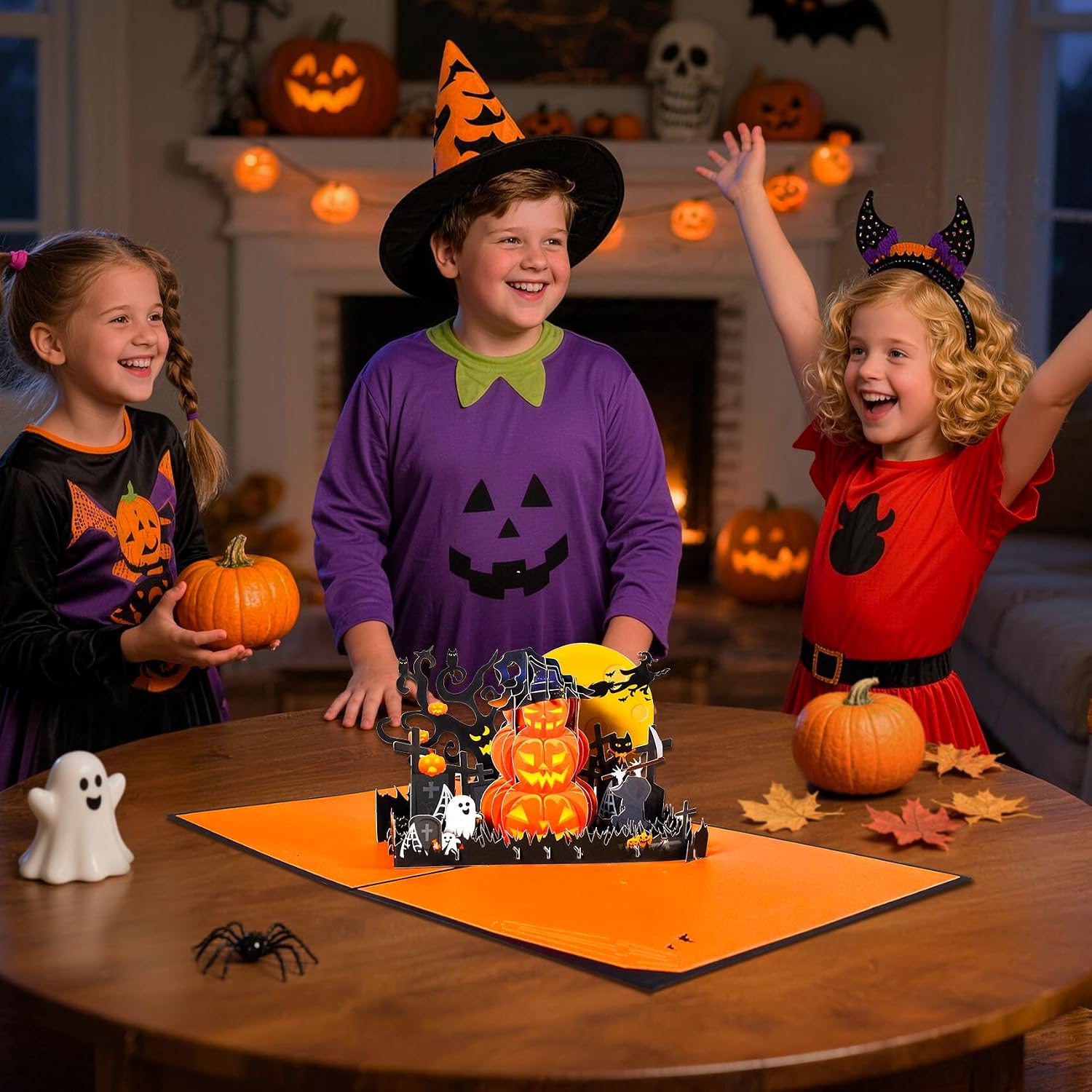 Thumbnail 4 de GREETING ART Spooky Pumpkin Pop-Up Halloween Card with 3D Laser-Cut Scene