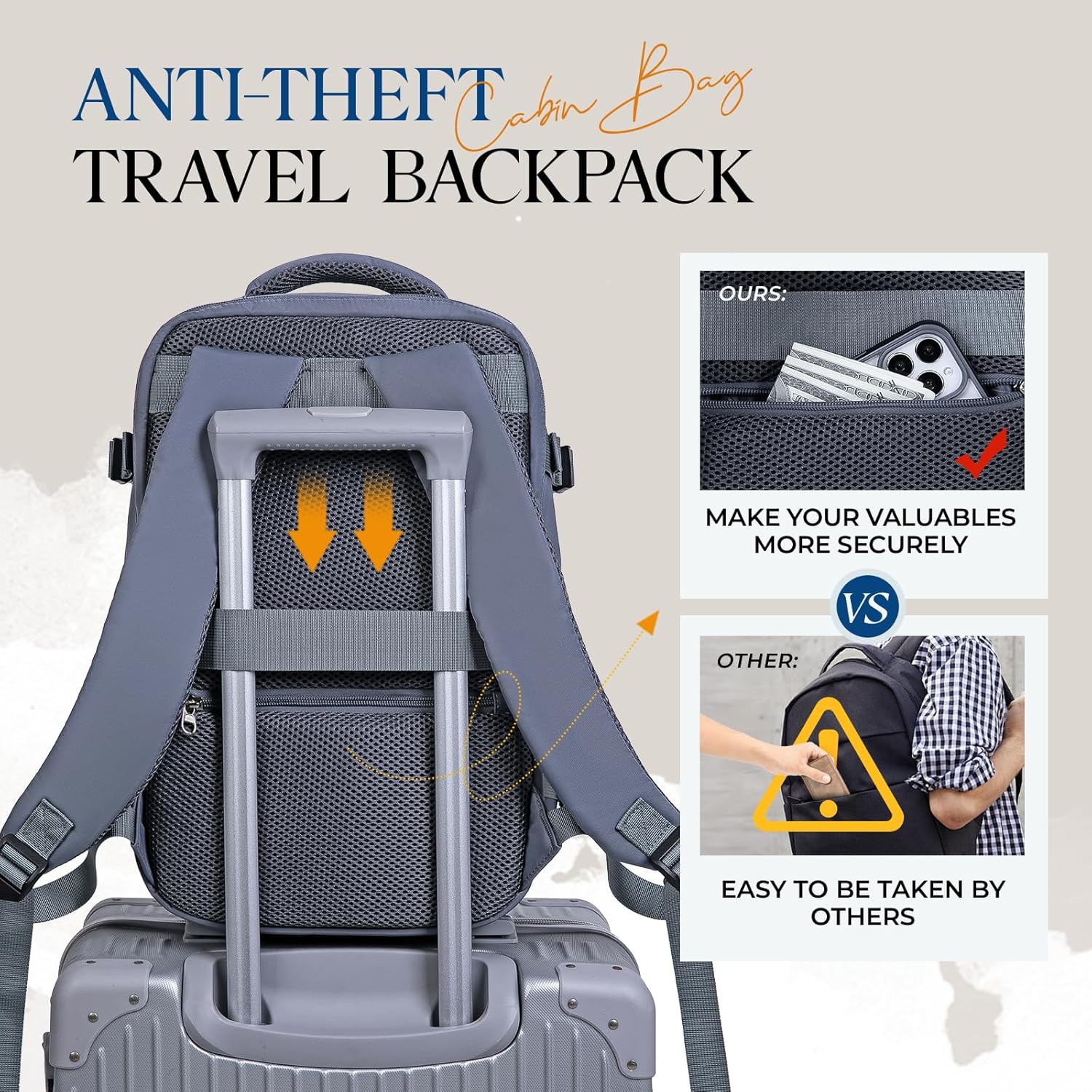 Thumbnail 4 de VMIKIV Ryanair Cabin Bags 40x30x20 Underseat Travel Backpack 24L with Anti-Theft Pocket