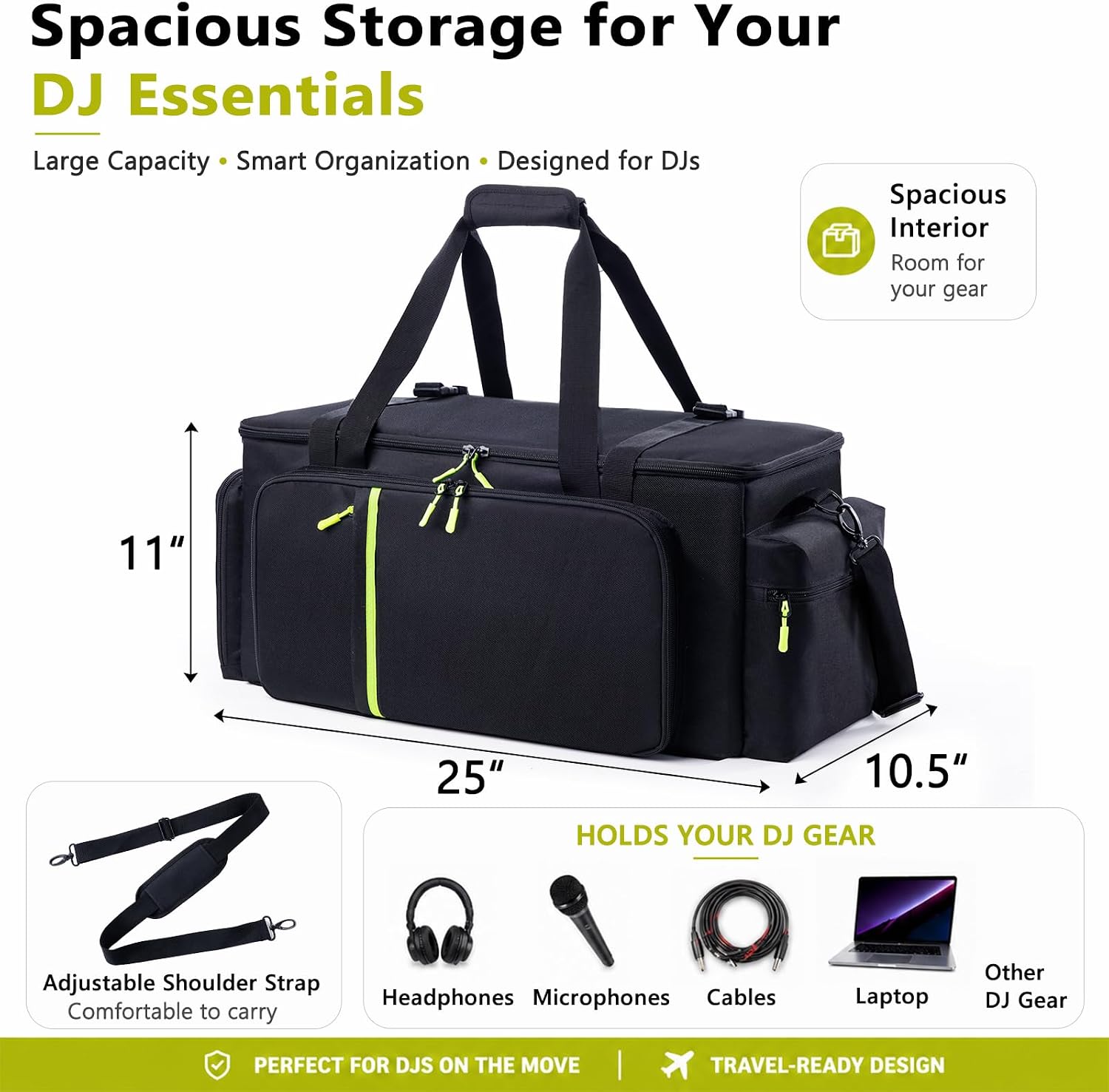 Thumbnail 1 de FRECOLSH AM158 DJ Cable Bag with Laptop Compartment, 5 Cable Slots & Dividers