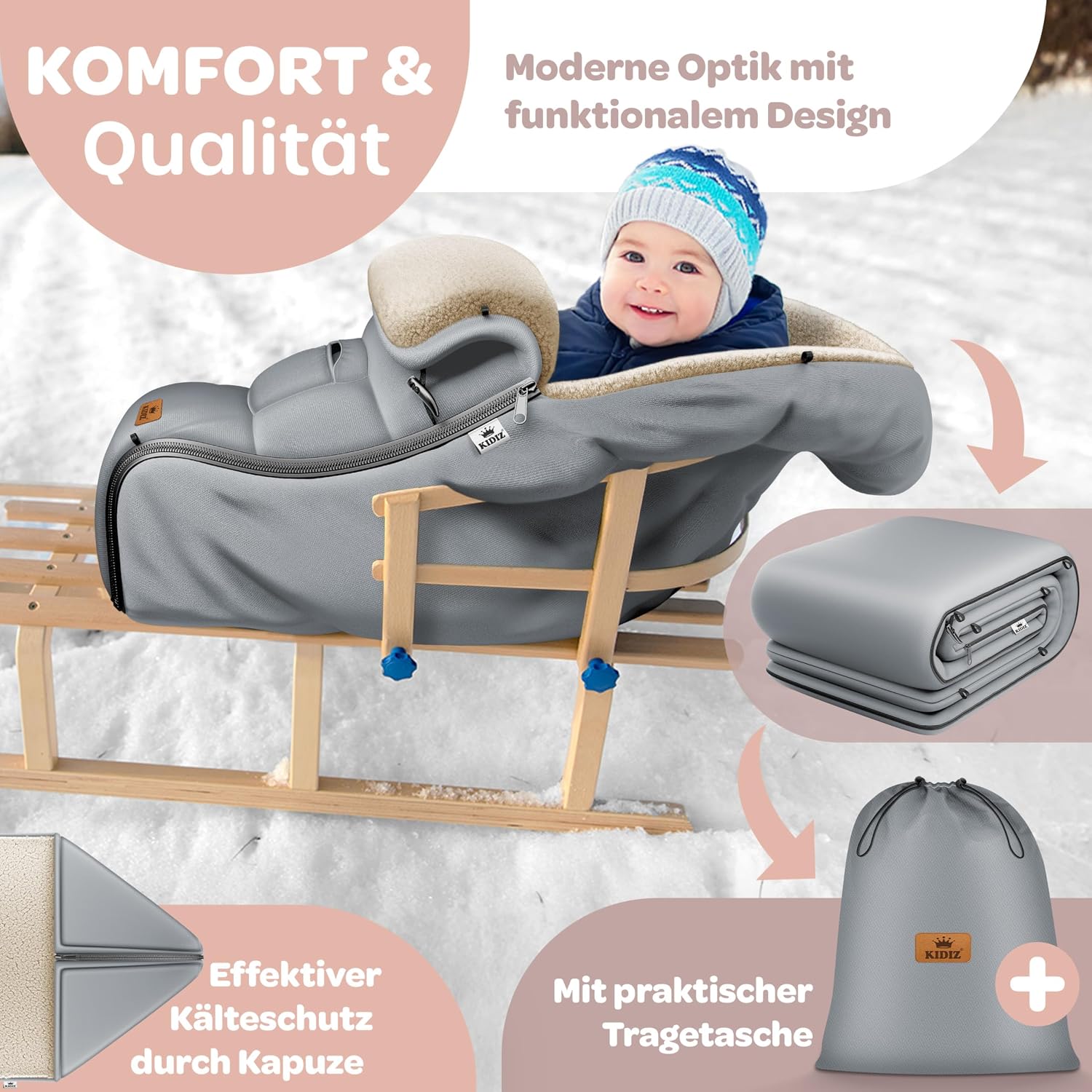 Detalle 2 de Kidiz Babyfußsack Winterfußsack 95 cm