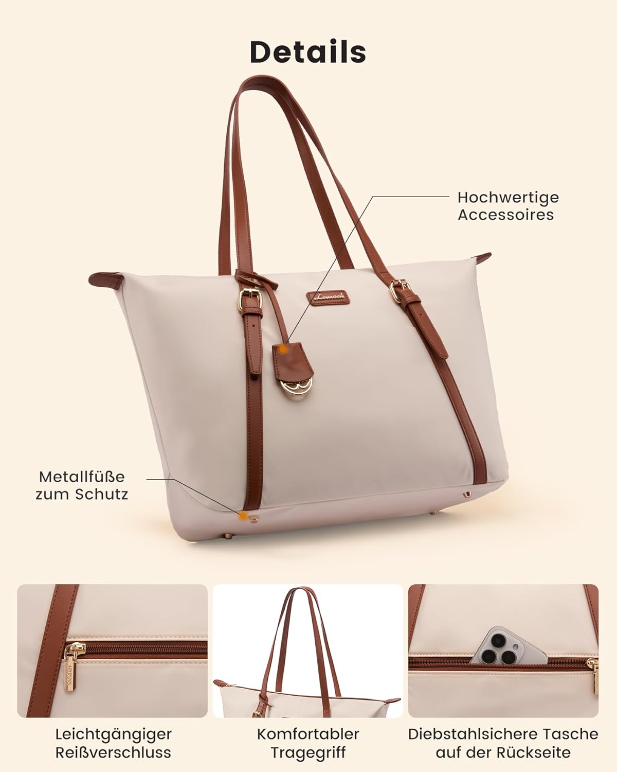 Thumbnail 3 de LOVEVOOK Laptoptasche Damen Handtasche Groß Shopper Tote Bag – Vielseitiger Begleiter für Arbeit & Alltag