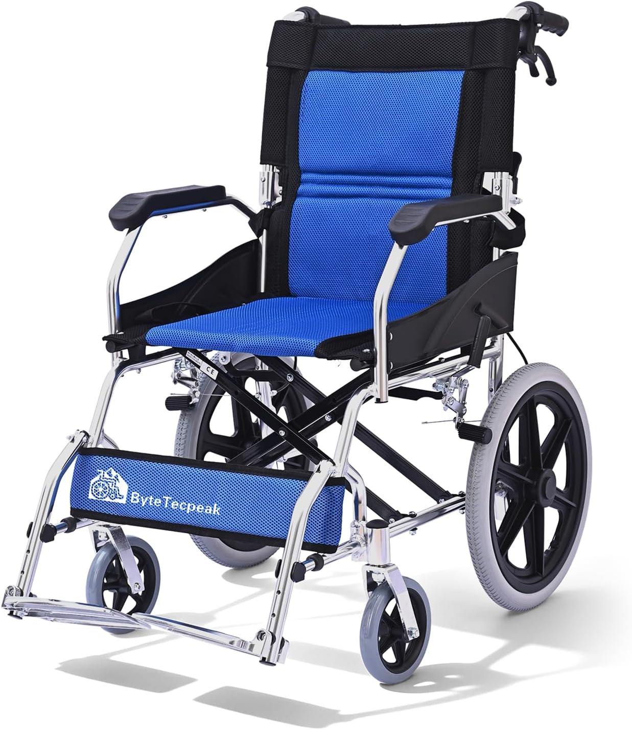 Detalle de ByteTecpeak M3 Ultraleicht Rollstuhl – faltbar, 10 kg, Sitzbreite 45 cm, blau