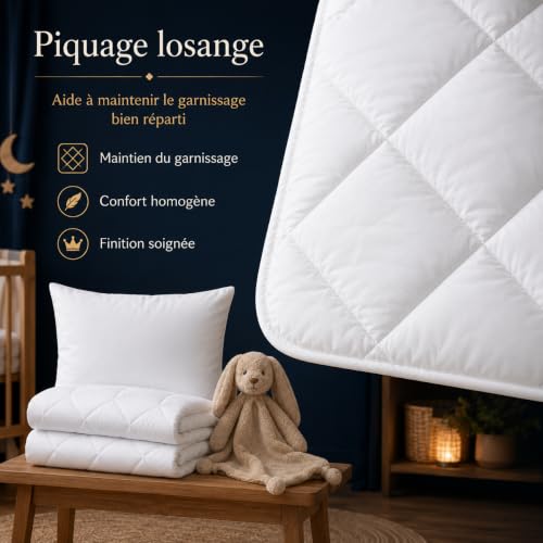 Detalle de SOHYGGE Pack Couette Enfant 100 x 135 cm + Oreiller 35 x 55 cm – 4 Saisons, OEKO-TEX – Lavable 60°C pour lit 70 x 140 cm