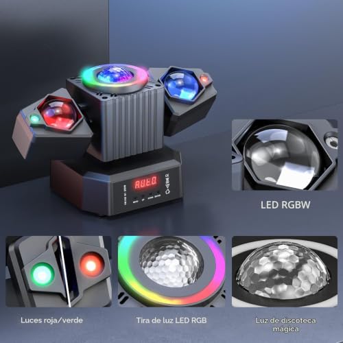 Detalle de FODEXAZY 65W Cabeza Móvil Led Moving Head con Control Remoto y DMX512 (RGBW 4 en 1) para Fiesta y Escenario