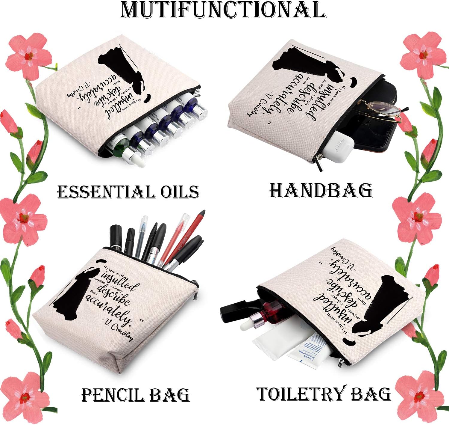Detalle 2 de V. Crawley Quote Zipper Pouch for Cosmetics